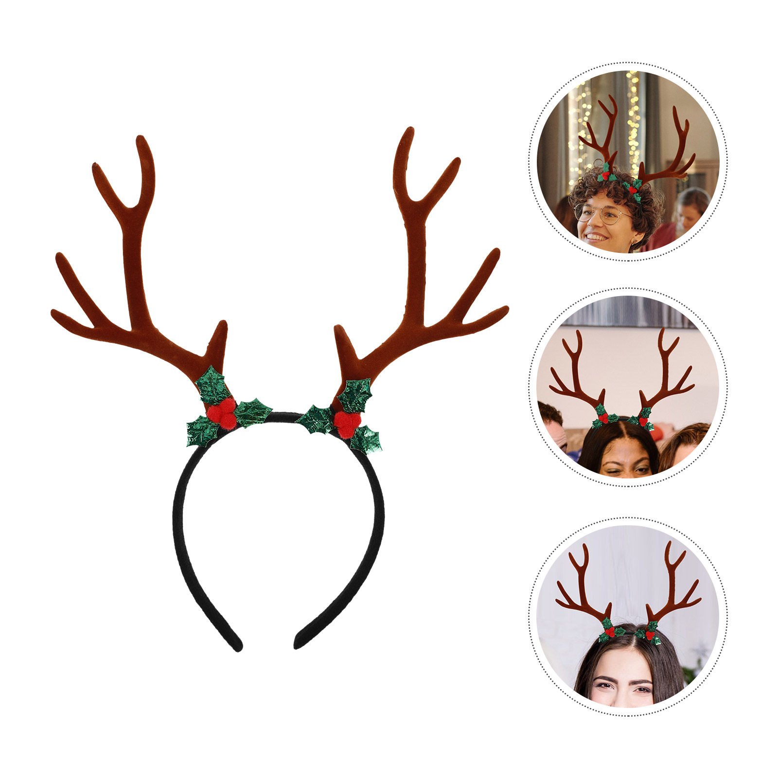 Reindeer Antlers Headband - ที่คาดผมเขากวางเรนเดียร์ขนาดใหญ่สำหรับงานเทศกาล ดีไซน์เหมือนจริง ปรับได้ สวมใส่สบาย เหมาะสำหรับงานปาร์ตี้คริสต์มาส คอสเพลย์