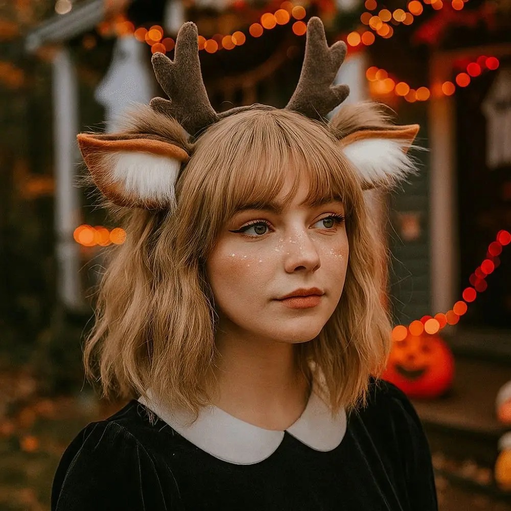 ที่คาดผมหูกวางเรนเดียร์ขนปุย น - Reindeer Antlers Headband บทวิจารณ์และราคา