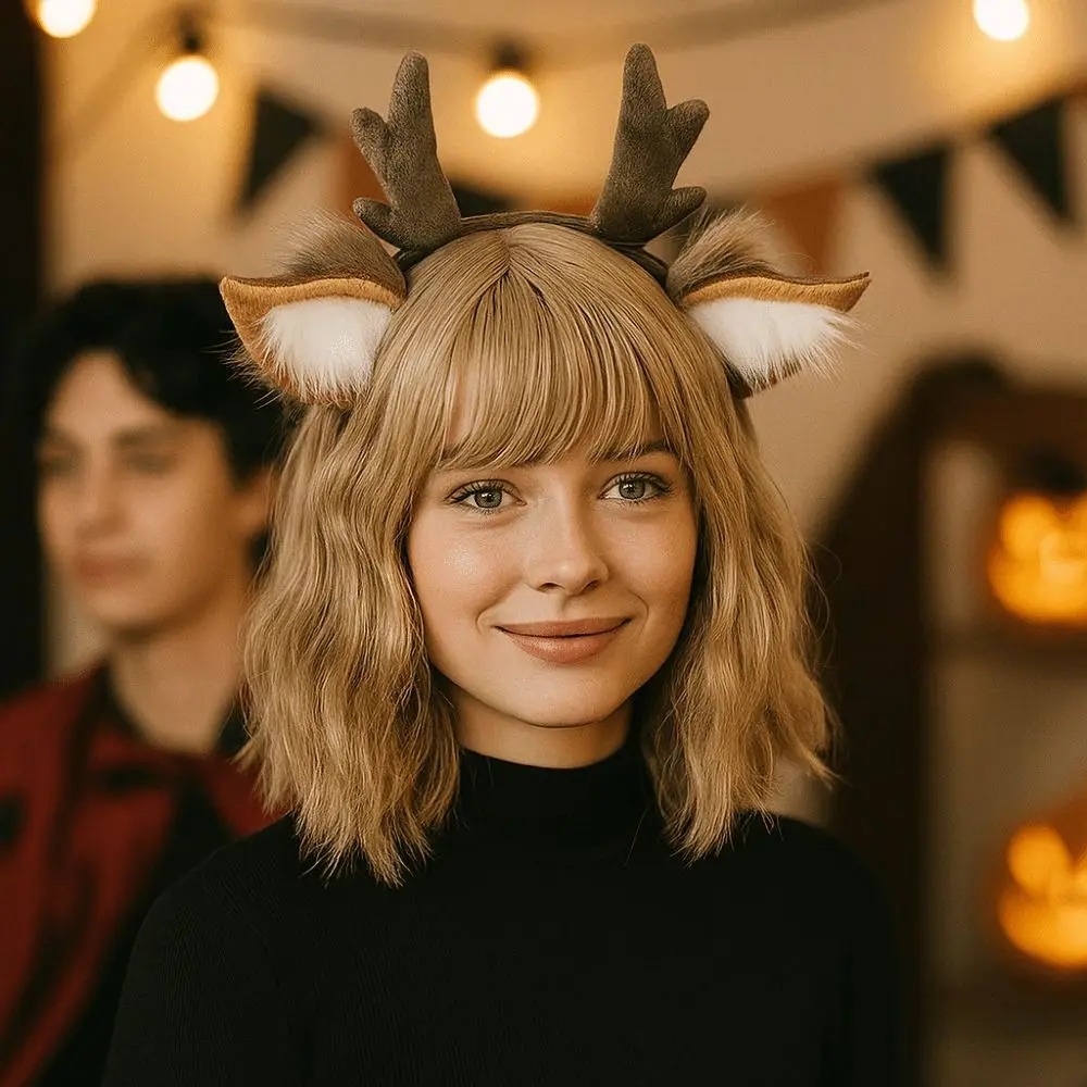 ที่คาดผมหูกวางเรนเดียร์ขนปุย น - Reindeer Antlers Headband บทวิจารณ์และราคา